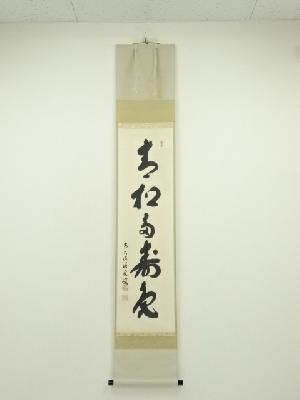 前大徳　福本積應筆　「青松多寿色」一行書　肉筆紙本掛軸（共箱）